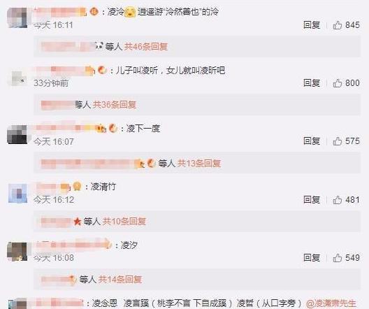 凌潇肃喜得二胎，取名成难题，向网友求助给女儿起名