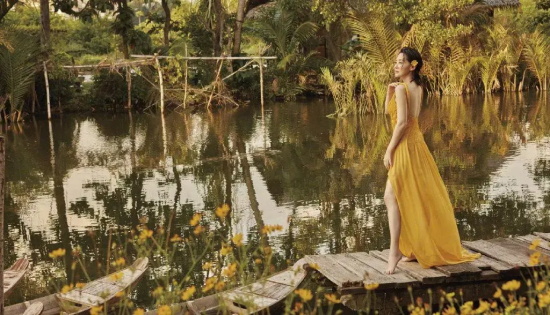 许晴穿吊带开衩裙大露长腿的高清写真