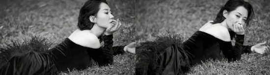 许晴穿吊带开衩裙大露长腿的高清写真