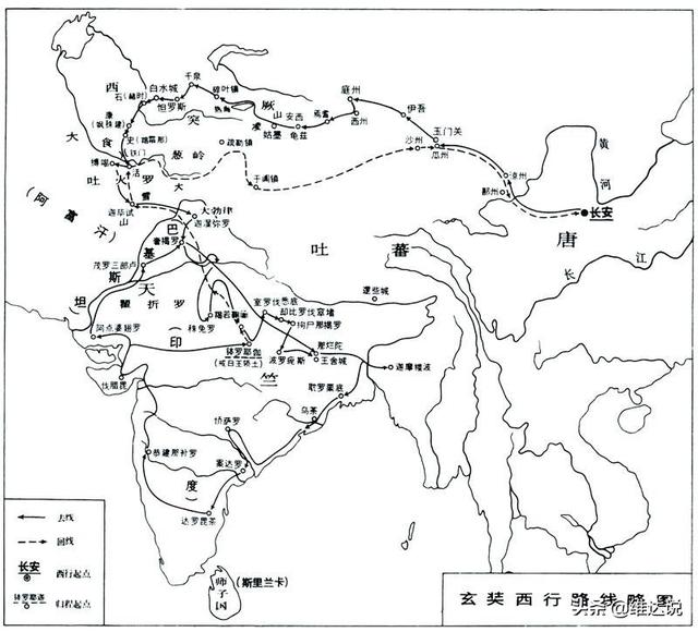 历史唐玄奘取经路线(行走在西域荒漠戈壁上的唐朝僧人)(2)